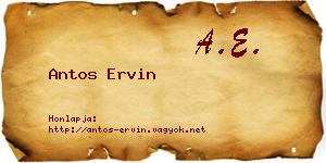 Antos Ervin névjegykártya